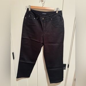 Jones New York Black Stretch Cropped Cut Jeans sized 4